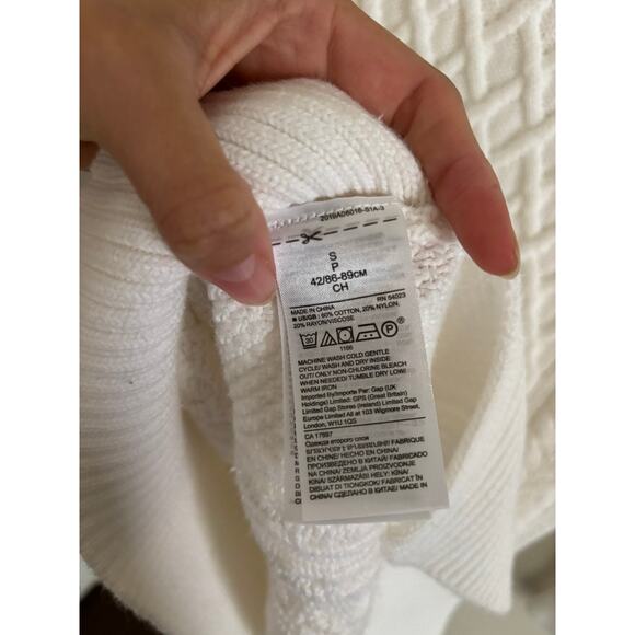 Banana Republic Sweater Women's Small White Cable Knit Turtleneck Pullover - Picture 8 of 8